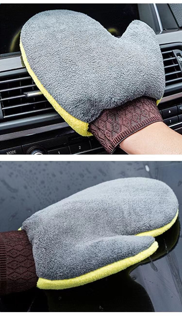 Coral Wash, Bear Paw Gloves, Wiping Cloth, Wash Towel, Double-sided Velvet Thickened Car Cleaning And Beauty Tools_autovado.com