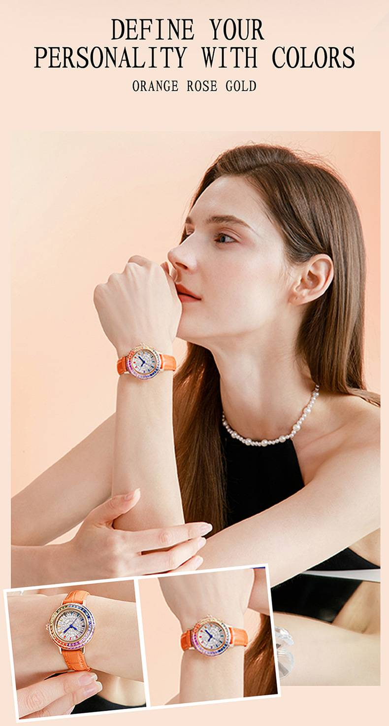 Ladies high-end crystal jewelry with diamond inlaid quartz watch, light luxury dress jewelry watch_autovado.com