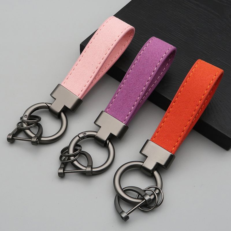 Suede Car Keychain Leather Couple Bag Pendant Men And Women Multifunctional Anti Lost Lettering Key Ring_autovado.com