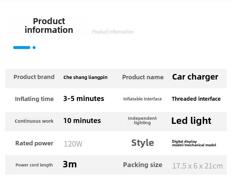 Car mounted intelligent digital display 12V vehicle multifunctional portable inflation pump tire pressure detection LED_autovado.com