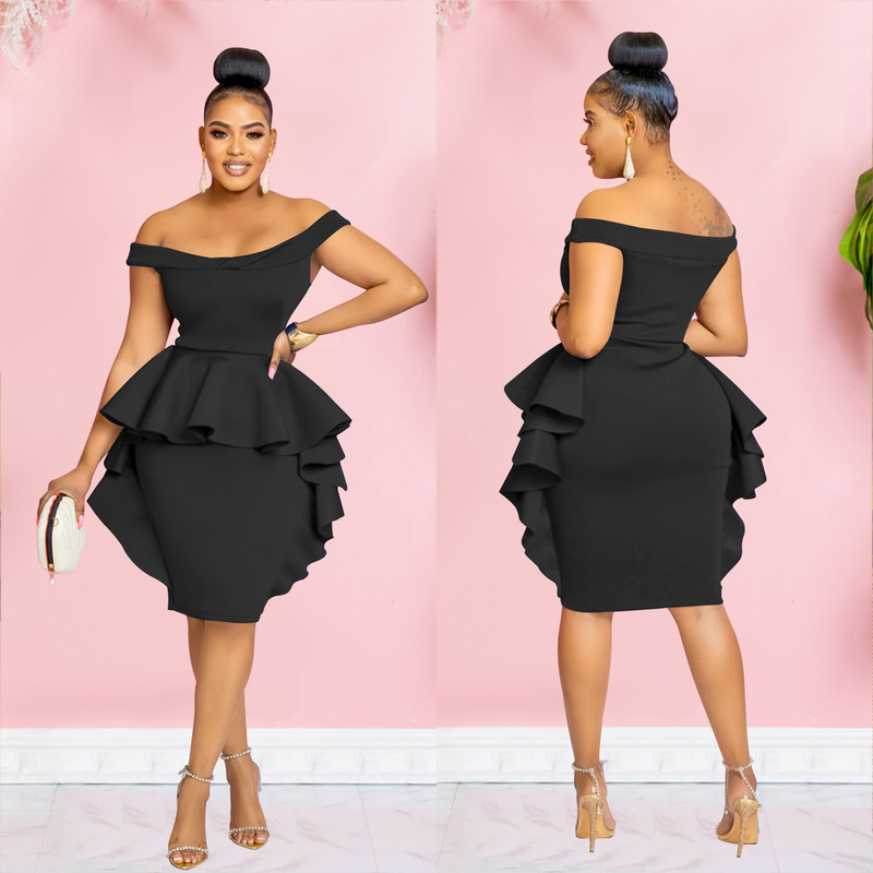 Women's solid color sleeveless ruffle skirt dress for women_autovado.com