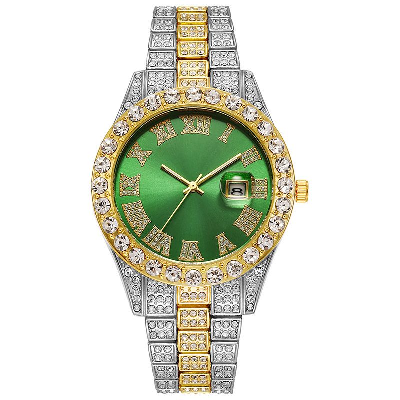 Men's And Women's Watch Steel Band Hiha Roman Scale Diamond Calendar Student Quartz Wristwatch_autovado.com