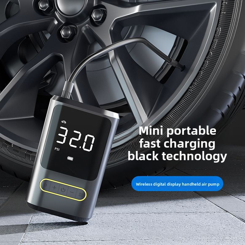Mini Portable Car Air Pump Bicycle Electric Tire Inflator Handheld Wireless Charging Digital Display_autovado.com