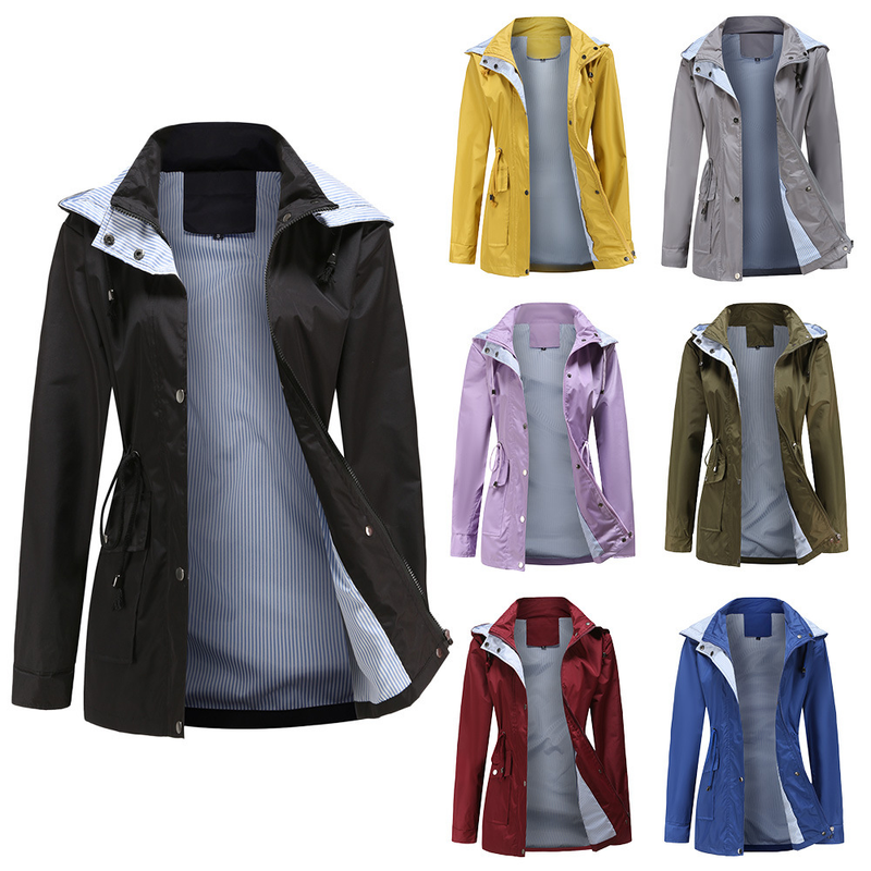 Women's Clothing new autumn and winter detachable hood windbreaker women women's clothing large size women's jacket raincoat_autovado.com