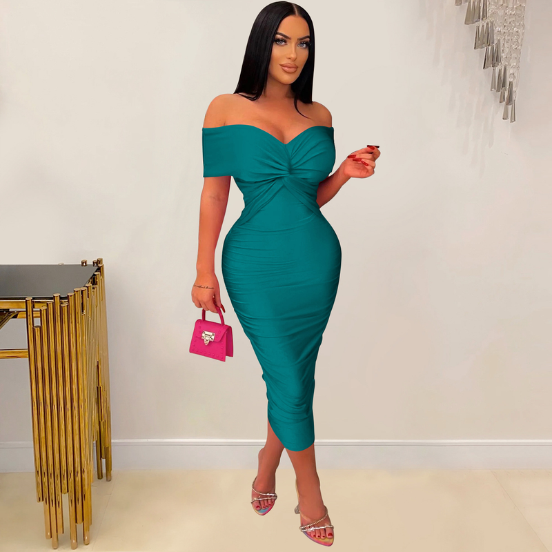 Women's solid color pleated sleeveless long skirt tube top dress_autovado.com