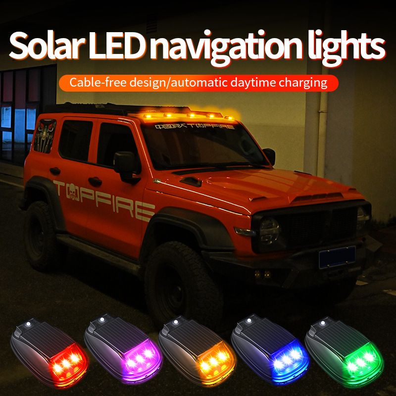 Solar Car LED Flashing Color Roof Mouse Modification No Wiring Remote Control Anti-Collision Warning Light_autovado.com