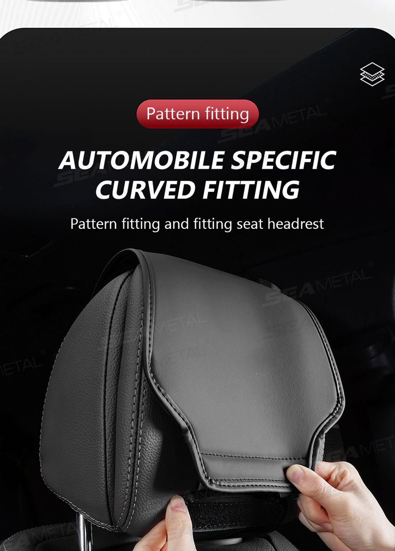 SEAMETAL Headrest Premium Leatherette Seat Pillow Case Dustproof Neck Support Protector Cover For Car Accessories_autovado.com