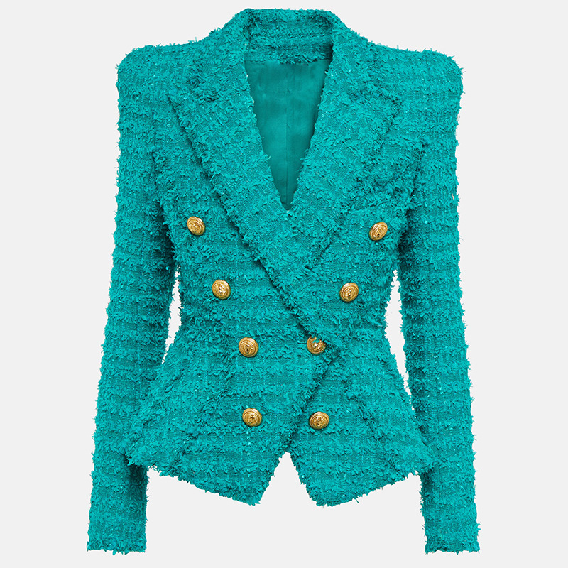 Women's New Style Star Fashion Fringed Tweed Slim Blazer_autovado.com