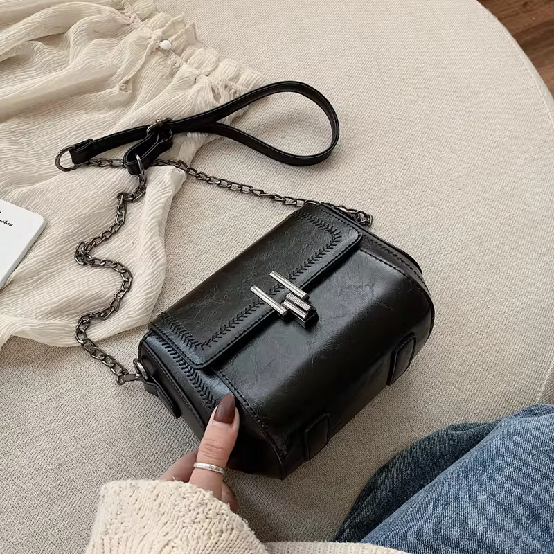 Vintage Trend Women's Crossbody Bag Chain Hasp Zipper PU Leather Square Shoulder Bags Chic Lady Versatile Pack_autovado.com