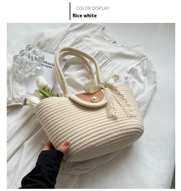 Chic Handbags 2024 New Woven Holiday Shoulder Bag Fashionable and Versatile Large-capacity Tote Bag Beach Bucket Bag_autovado.com