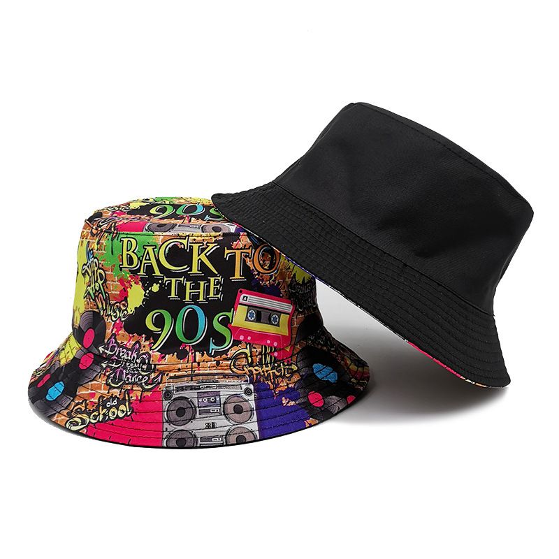 Hot Sale New Vintage Fisherman With Pattern Women Double face Spring Summer Outdoor Sun Protection Hat Men Adult Bucket Cap_autovado.com