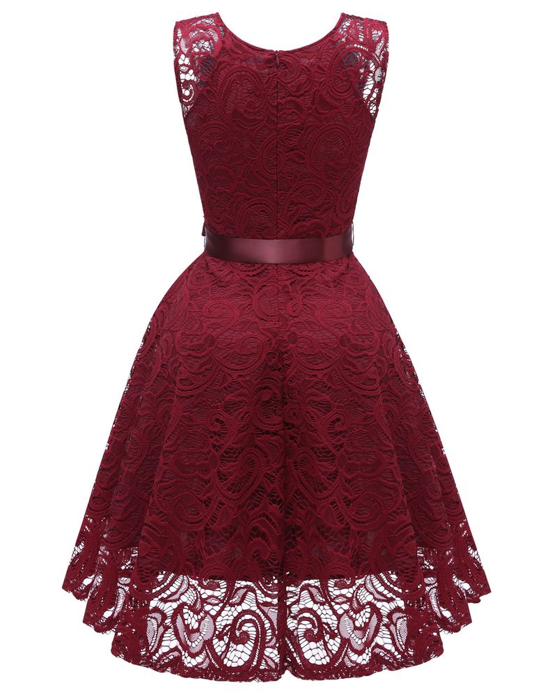 Women's Nordic small fresh V-neck mature women's big swing lace women's dress_autovado.com