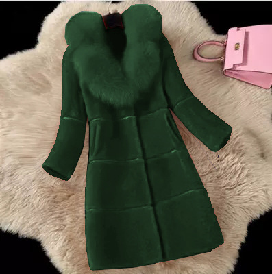 Women's Clothing Cashmere Splicing Fur One Medium Length Fox Fur Collar Coat Fur Coat_autovado.com