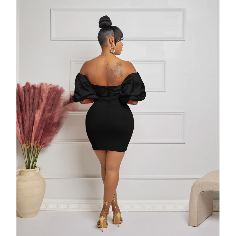 Women's Clothing fashion women's solid color short-sleeved pleated backless skirt dress_autovado.com