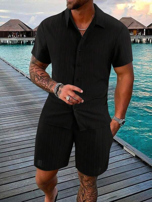 Men's Clothing Polo Casual Loose Short-sleeved Shorts Sports Suit_autovado.com