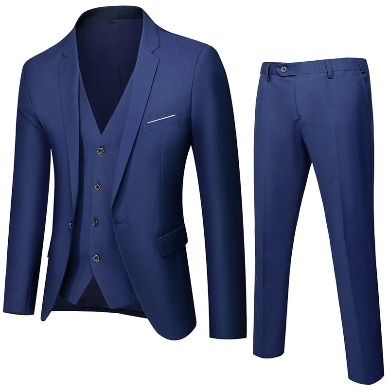 High Quality Men Suit Set Blazers Business 3 Pieces Formal Vest Pants Full Coats 2024 Wedd Elegant Jackets Free_autovado.com
