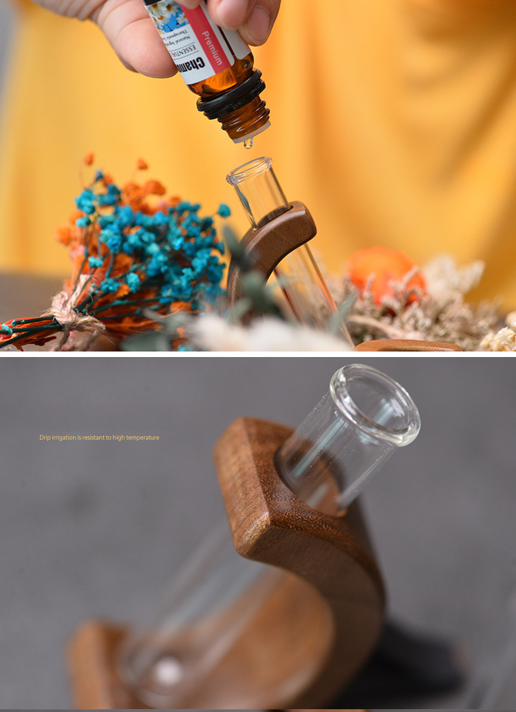 Car air outlet special car mounted vase center console hydroponic flower holder interior decoration solid wood ornament_autovado.com