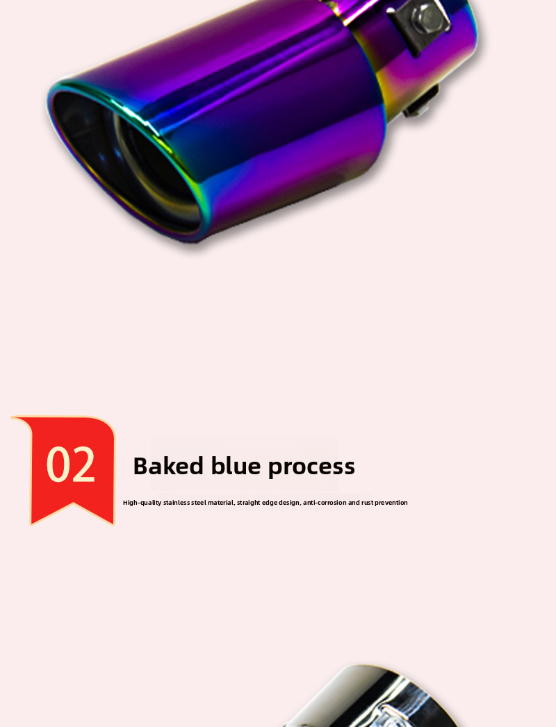 Cross-Border Wholesale Blue Tail Decoration Large Curved Straight Stainless Steel Car Exhaust Pipe Muffler_autovado.com