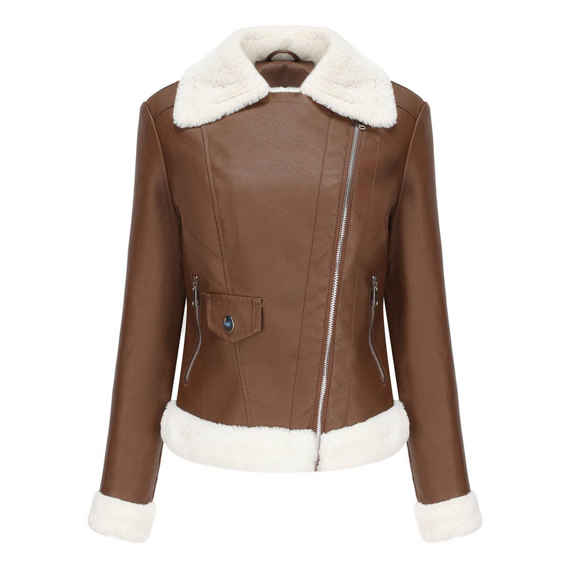 New Suede women's long-sleeved warm lapel jacket European and n commuter casual jacket_autovado.com