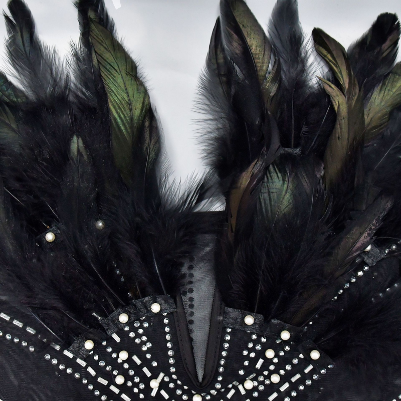 Women's Solid Color Mesh Rhinestone Feather Skirt Dress_autovado.com