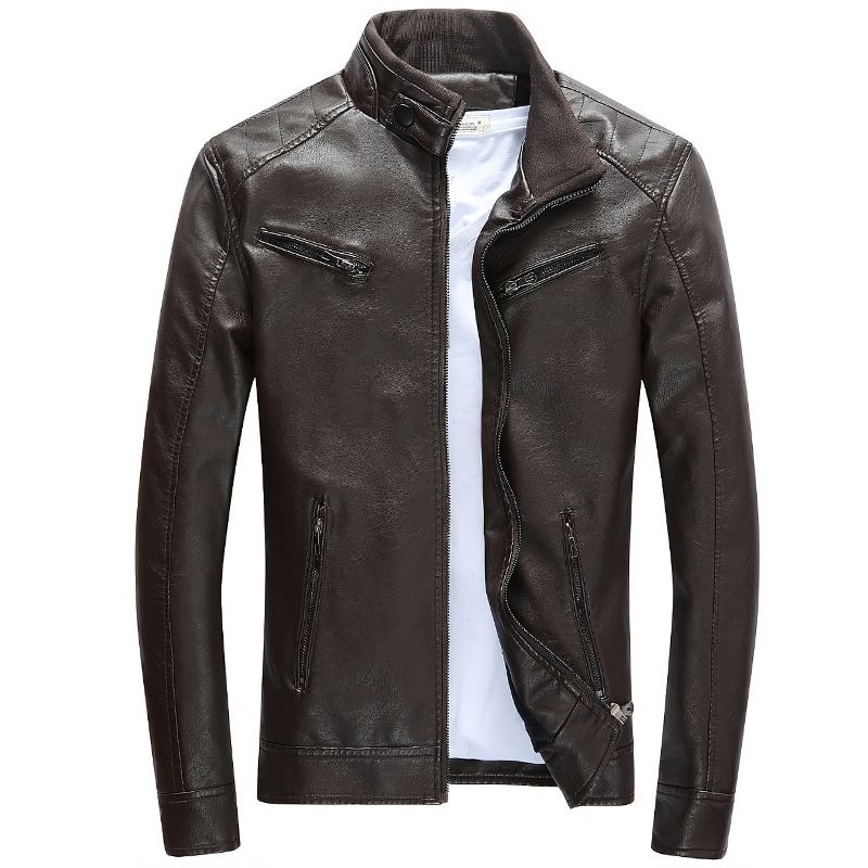 Men's Clothing New leather jacket for men, slim style jacket for young men,spring new style for men, handsome motorcycle men's leather jacket_autovado.com