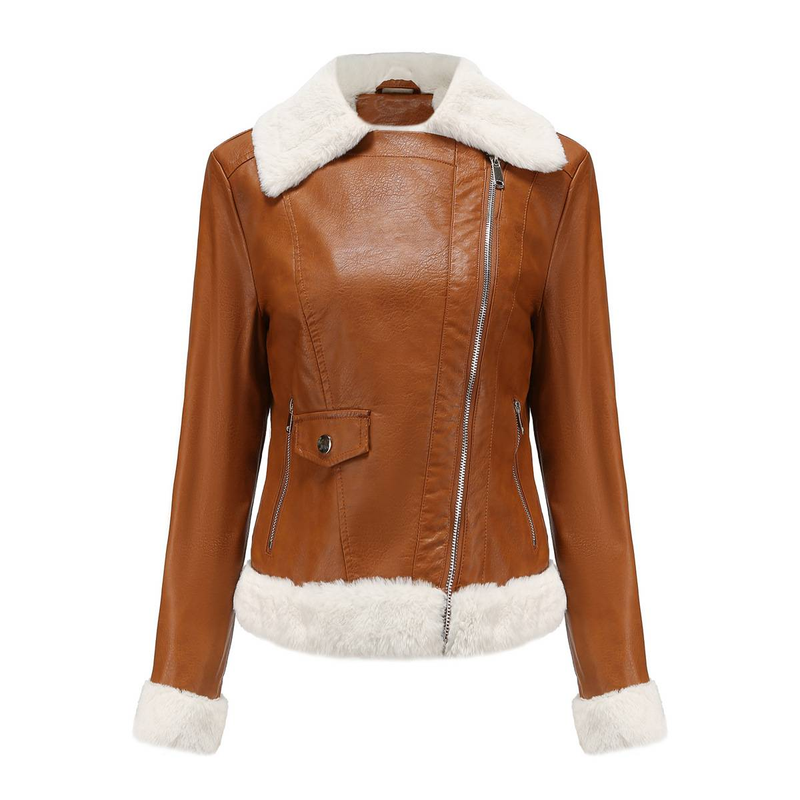 New Suede women's long-sleeved warm lapel jacket European and n commuter casual jacket_autovado.com