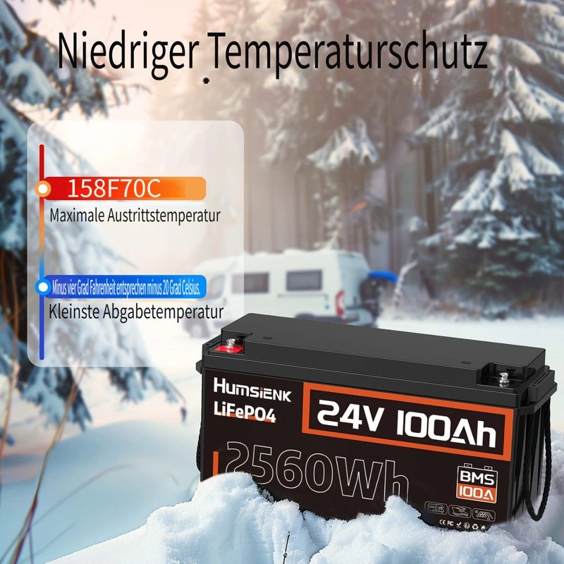 HumsiENK 24V 100Ah LiFePO4 Lithium Battery For Boat Trolling, 100A BMS Battery Pack,low Temperature Protection,solar Cells,energy Storage Power Supply_autovado.com