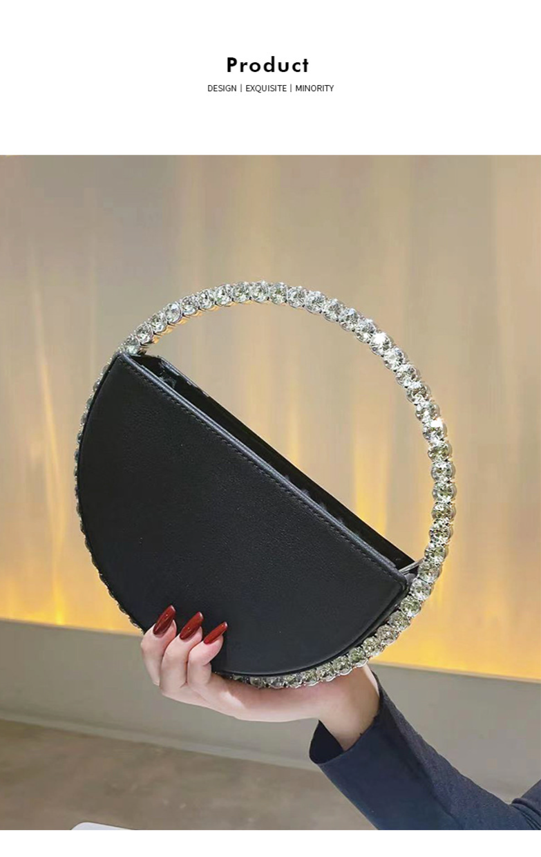 Round Crystal Diamond Bag Sparkling Clutch Bag Internet Celebrity Same Purse Little Fairy Bag Girl Small Bag_autovado.com