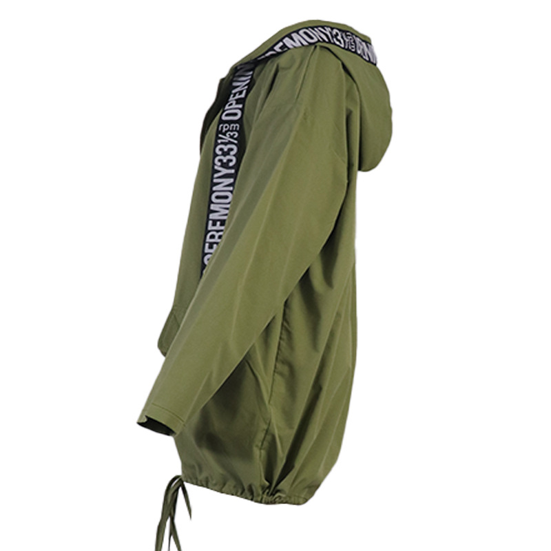 Women's solid color loose casual temperament hooded raincoat windbreaker jacket_autovado.com