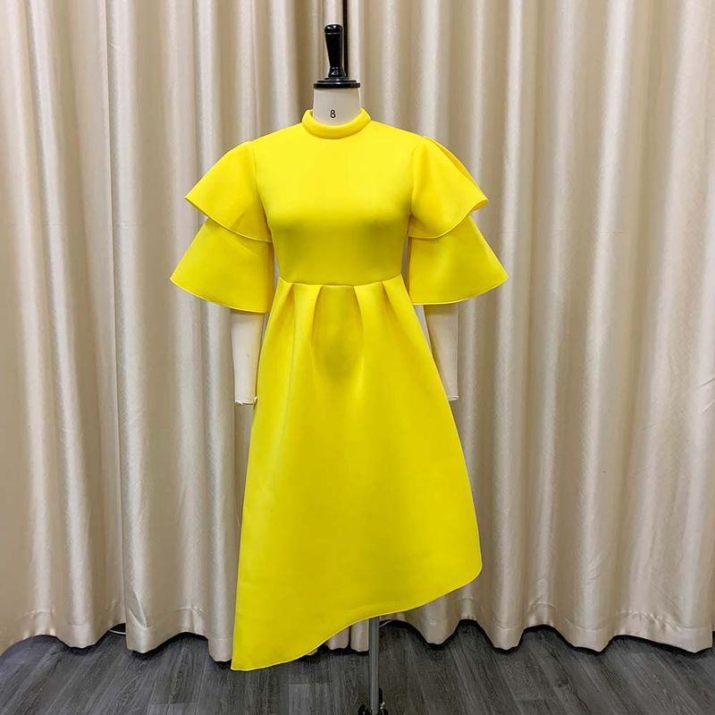 Women's Clothing women's new style double half turtleneck solid color large swing evening dress large size dress_autovado.com