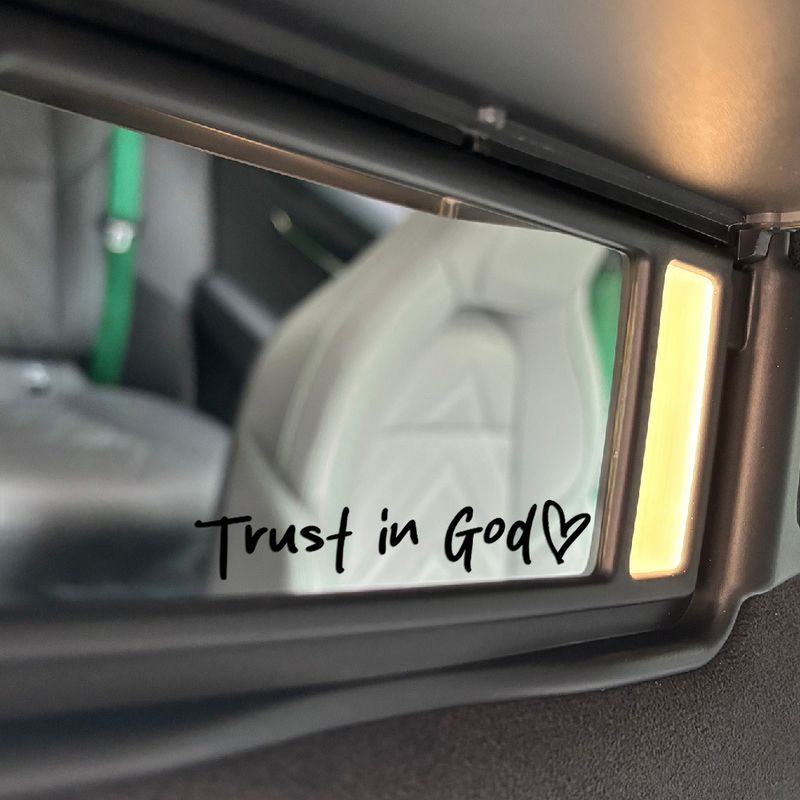 2 pack Trust in god car rearview mirror makeup mirror life faith decorative stickers_autovado.com