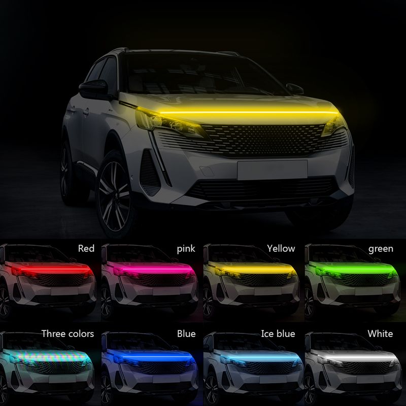 LED Car Hood Atmosphere Lght Strip Waterproof Auto Exterior Decoration Lighting Decorative Headlights Ambient Lamp 12V Universal_autovado.com