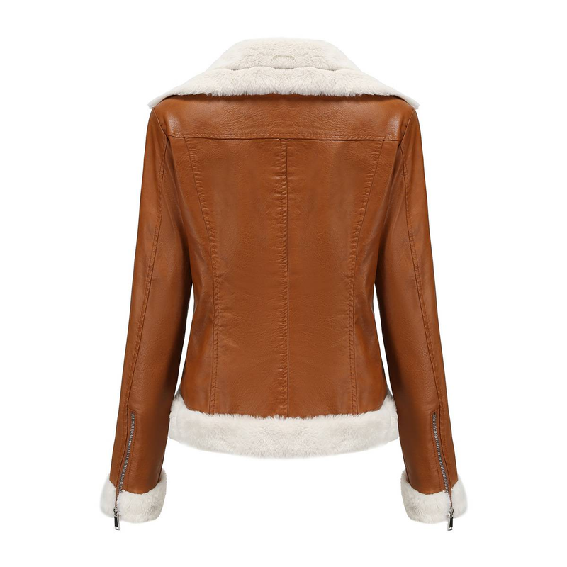 New Suede women's long-sleeved warm lapel jacket European and n commuter casual jacket_autovado.com