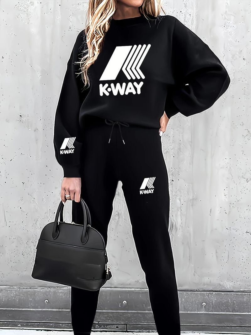 Women's Fashion Street Printed Sweatshirt Set_autovado.com