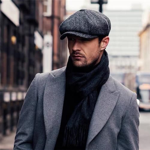 Hot Sale Wool Newsboy Men Herringbone Flat Caps Gatsby Cap Woolen Driving Hats Vintage Inspired Hat Winter Peaky Blinders_autovado.com