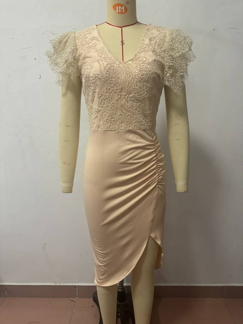 Women's spring and summer new casual short-sleeved slit dress party women's dress_autovado.com