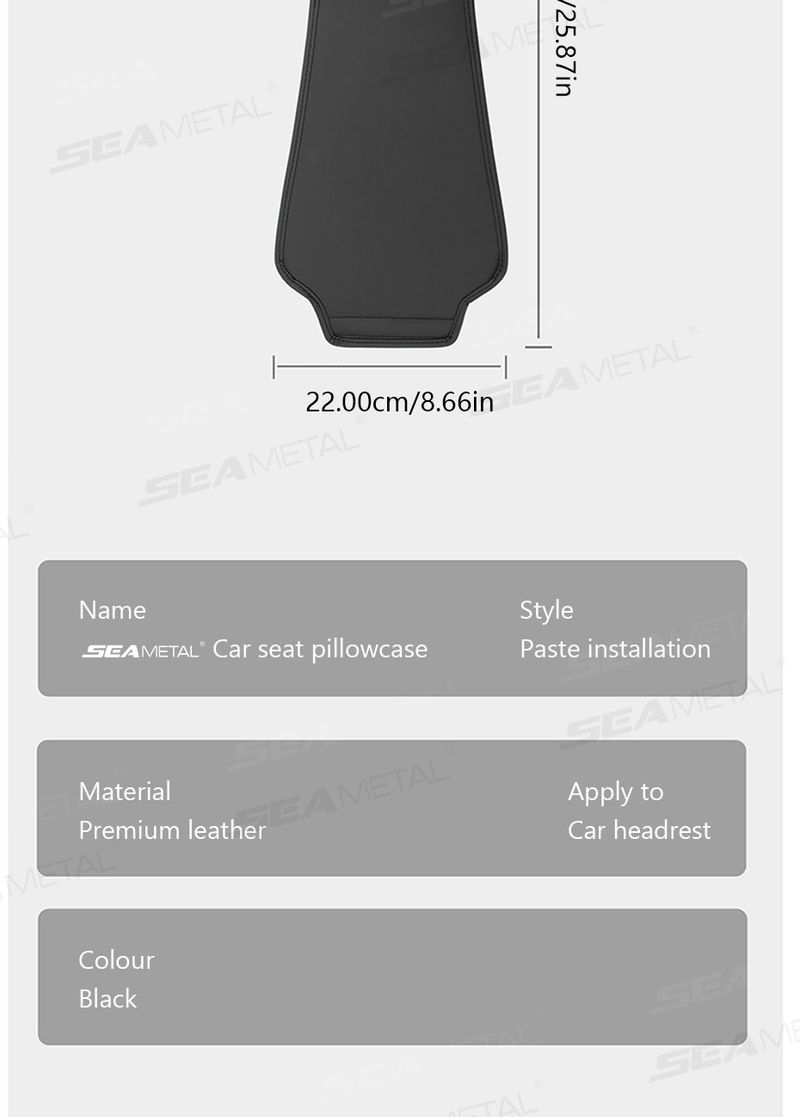 SEAMETAL Headrest Premium Leatherette Seat Pillow Case Dustproof Neck Support Protector Cover For Car Accessories_autovado.com
