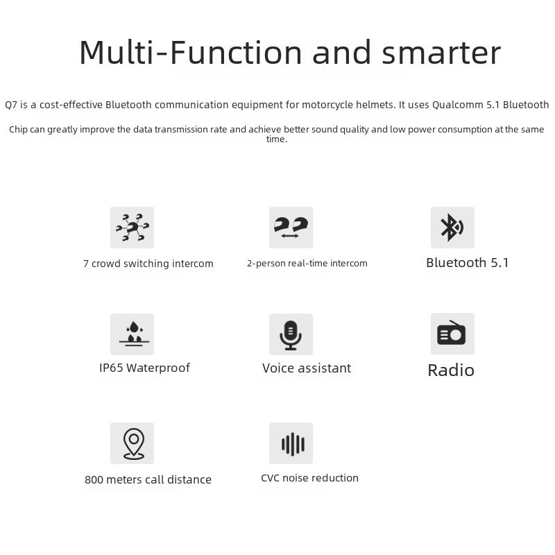 Motorcycle helmet Bluetooth intercom headset 7-person connection 1 drag 6 switch intercom 800 m intercom distance Q7 double pack_autovado.com