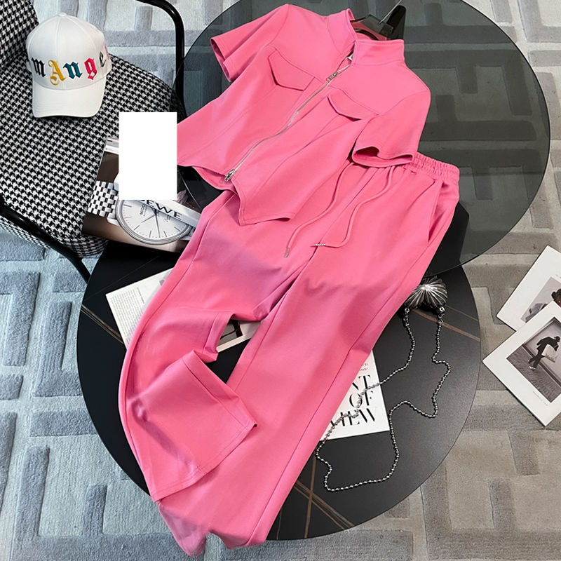 Women's new summer style, fashionable and stylish, goods, short-sleeved wide-leg pants, two-piece suit_autovado.com