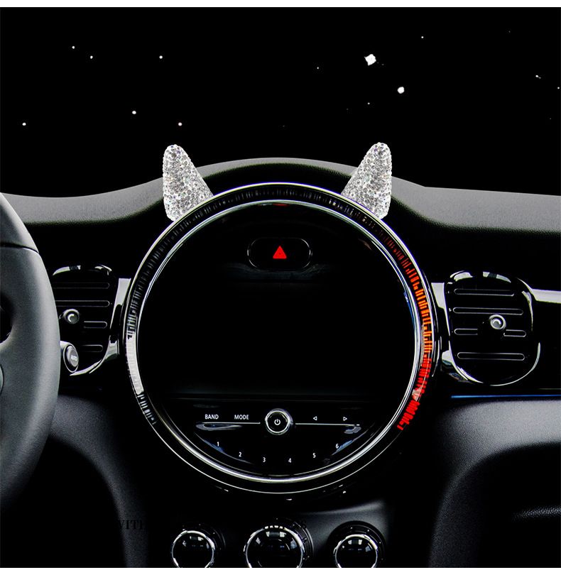 Internet Celebrity Interior Diamond Studded Small Horn Steering Wheel Instrument Panel Little Devil Ornament Creative_autovado.com