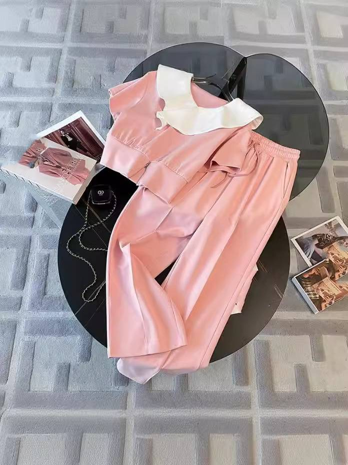 Women's Clothing Temperament sports suits new slimming and age reducing fashion casual wide leg pants street blasting two piece suit _autovado.com
