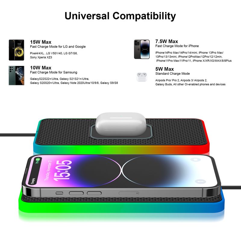 Atmosphere Light Emitting Car Phone Wireless Charger Suitable For_autovado.com