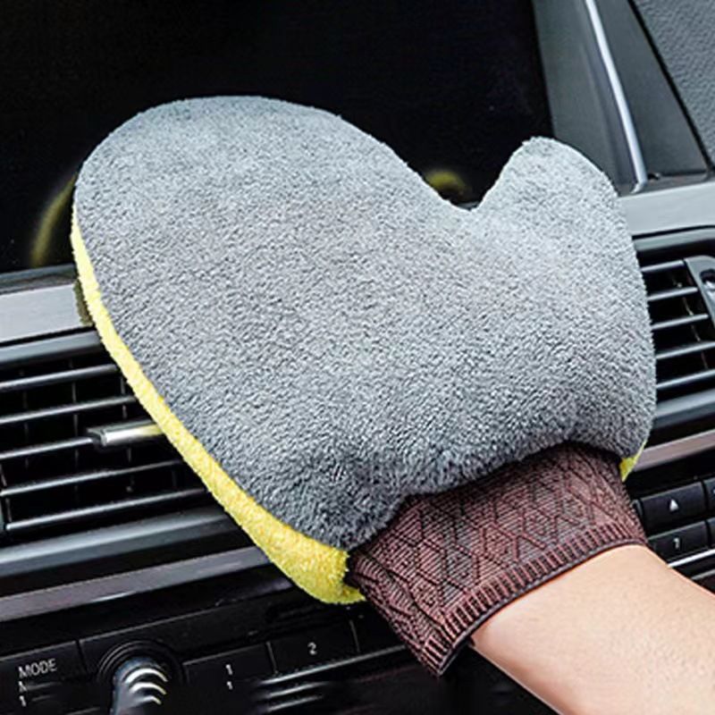 Coral Wash, Bear Paw Gloves, Wiping Cloth, Wash Towel, Double-sided Velvet Thickened Car Cleaning And Beauty Tools_autovado.com