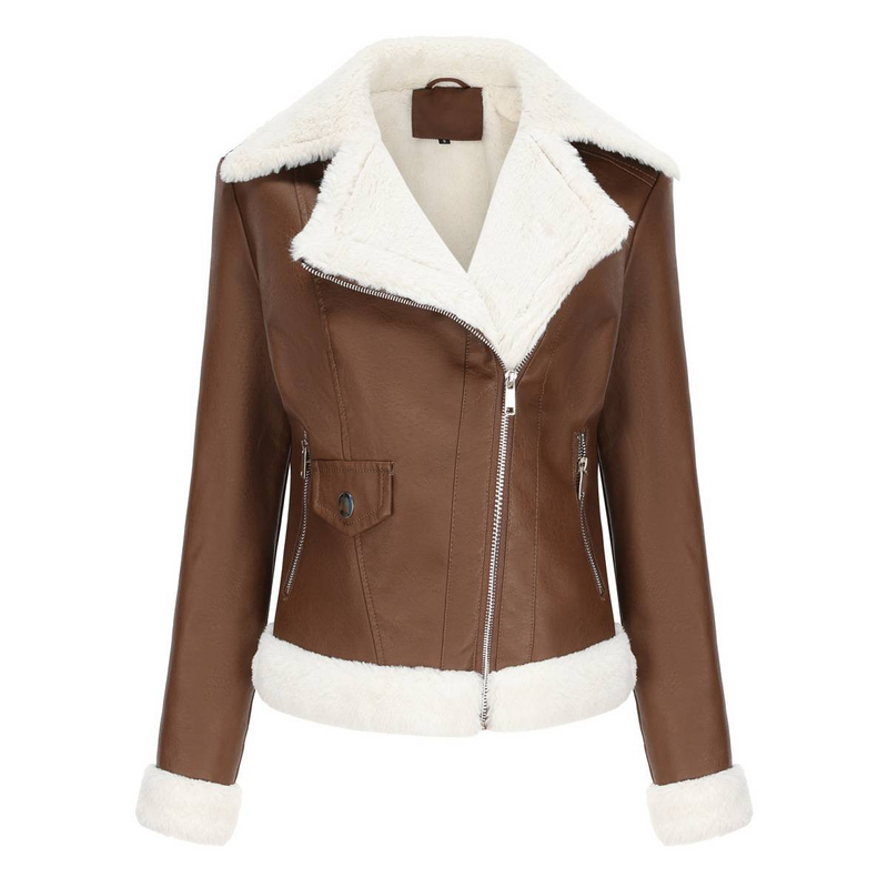 New Suede women's long-sleeved warm lapel jacket European and n commuter casual jacket_autovado.com