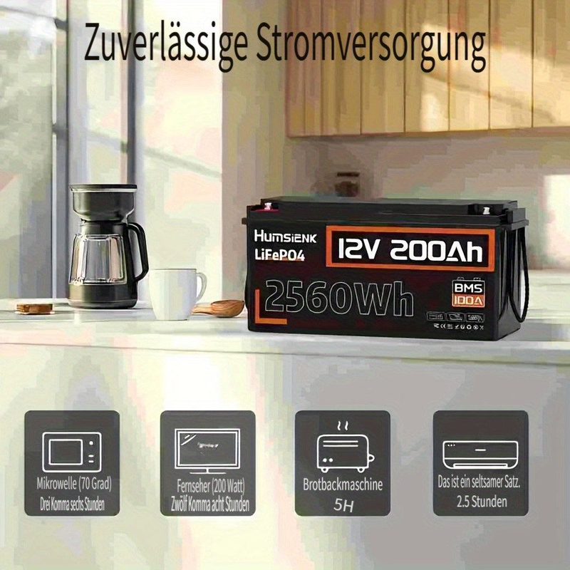 HumsiENK 12V 200Ah LiFePO4 Lithium Battery For Boat Trolling, 100A BMS Battery Pack,low Temperature Protection,solar Cells,energy Storage Power Supply_autovado.com