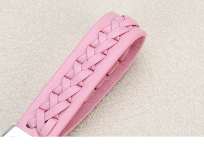 Lambskin Braided Car Keychain Hand Woven Rope Couple Keychain Car Metal Keychain_autovado.com