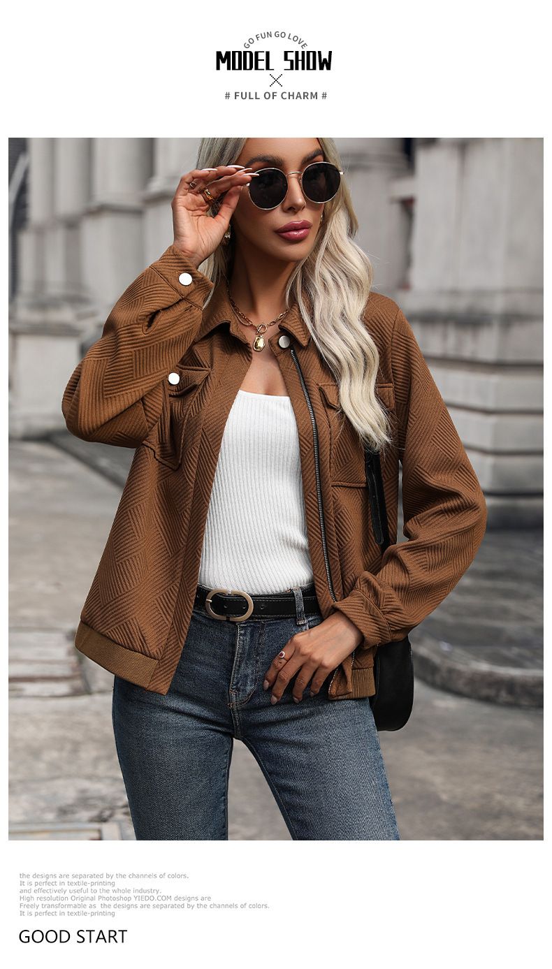 Women's Clothing lapel cardigan autumn new retro Maillard jacket coat_autovado.com