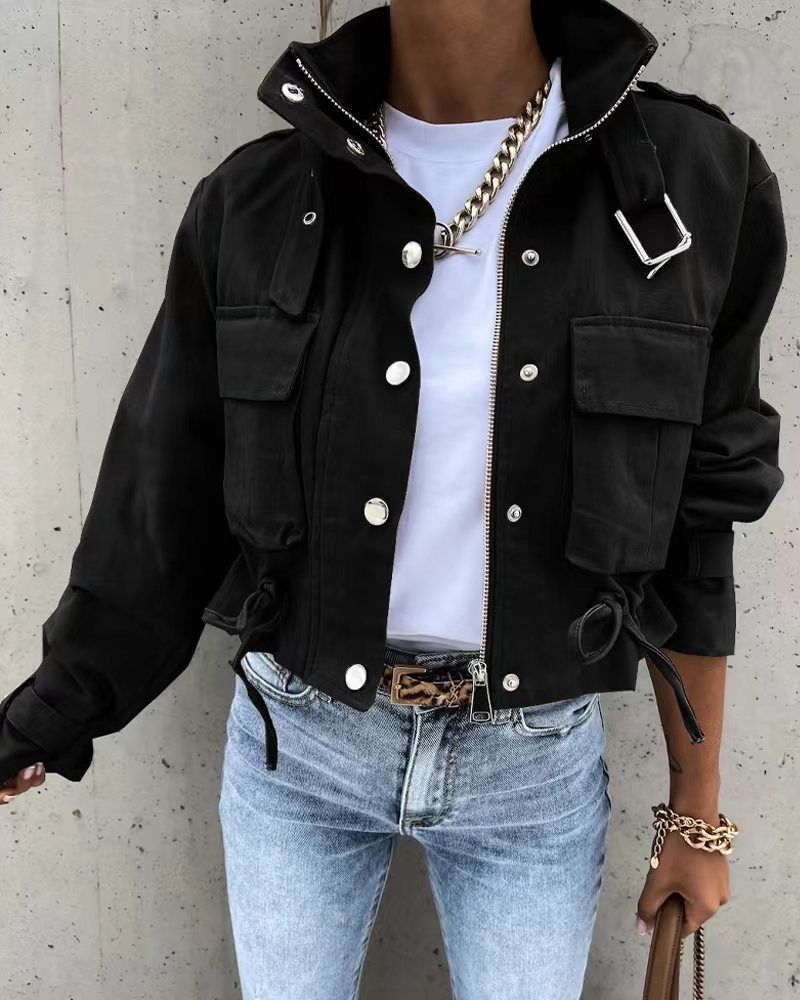 Women's Clothing autumn and winter new motorcycle jacket coat short tops _autovado.com