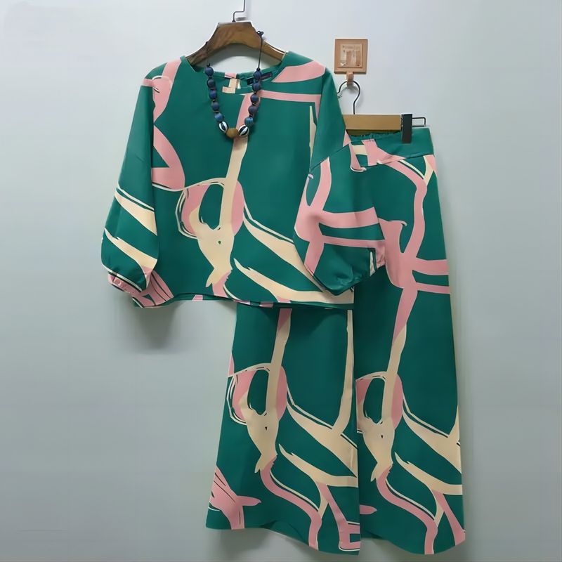 Women's fashion casual with suit shirt wide-leg pants 2-piece set_autovado.com