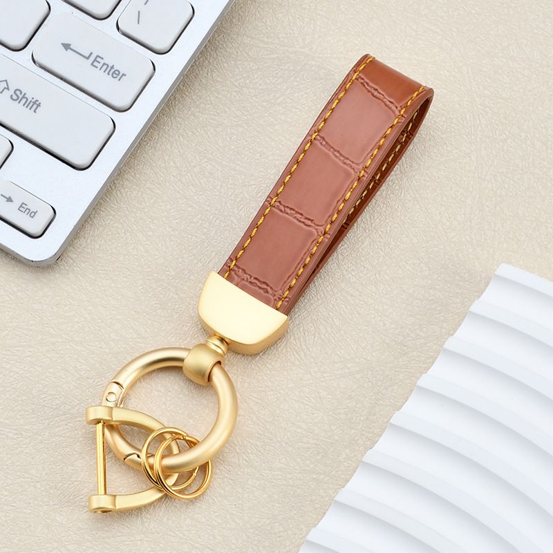 Fashion High End Car Anti Lost Key Ring Simple Leather Key Chain Pendant Creative Couple Business Key Chain_autovado.com